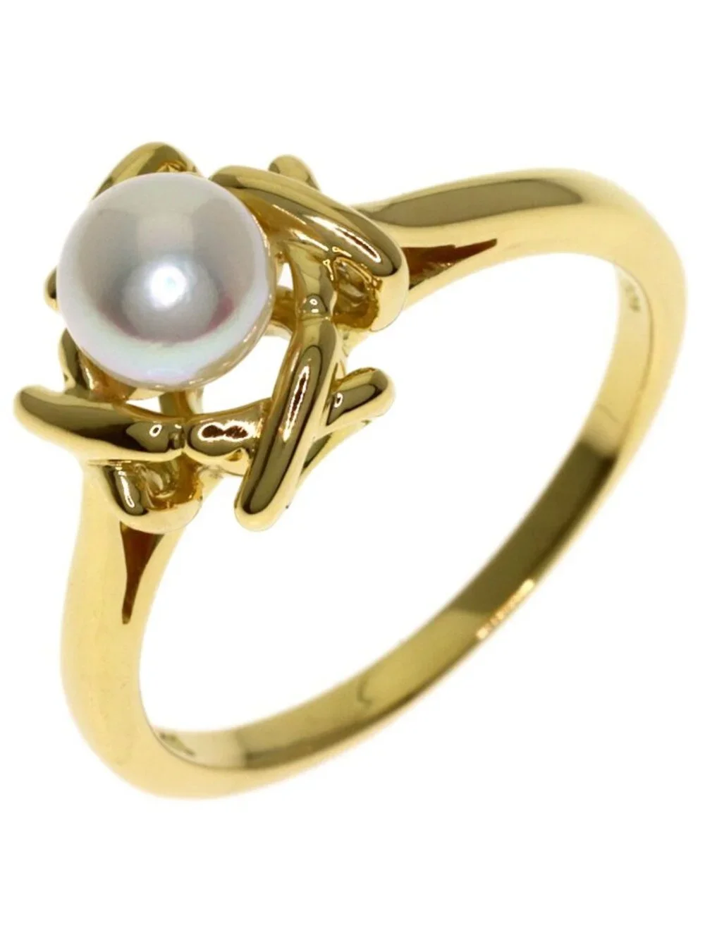 Tiffany & Co Kiss Around Pearl Ring 18k Yellow Gold